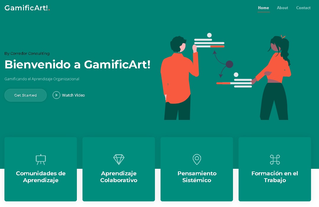 Preview web de Gamificart. Nuestra compañia se enfoca en llevar las metodologías de la gamificación al aprendizaje organizacional